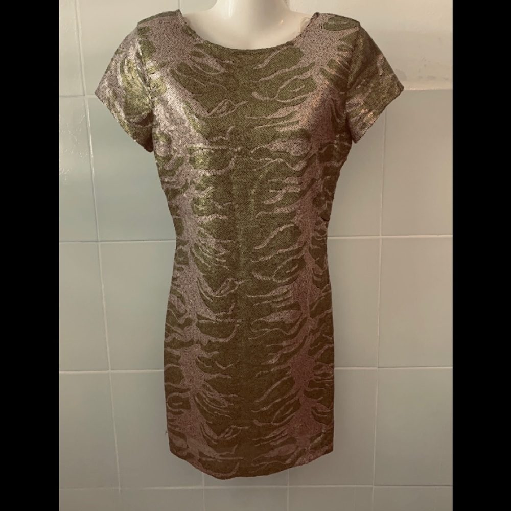 Light green and Gold sequin dress